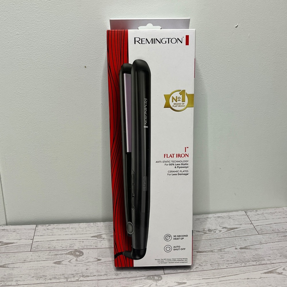 Remington 1" Anti-Static Flat Iron Ceramic Plates Black S5500 Titanium Coating
